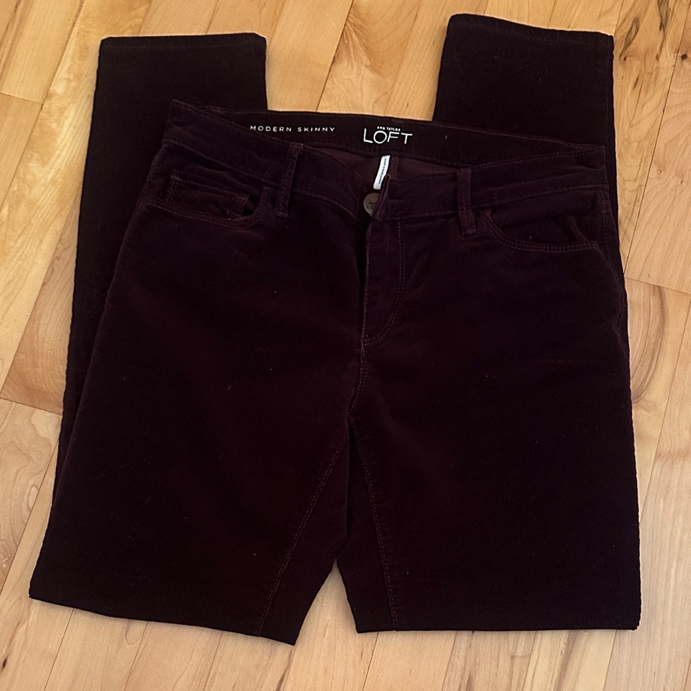 LOFT Burgundy Corduroy Pants